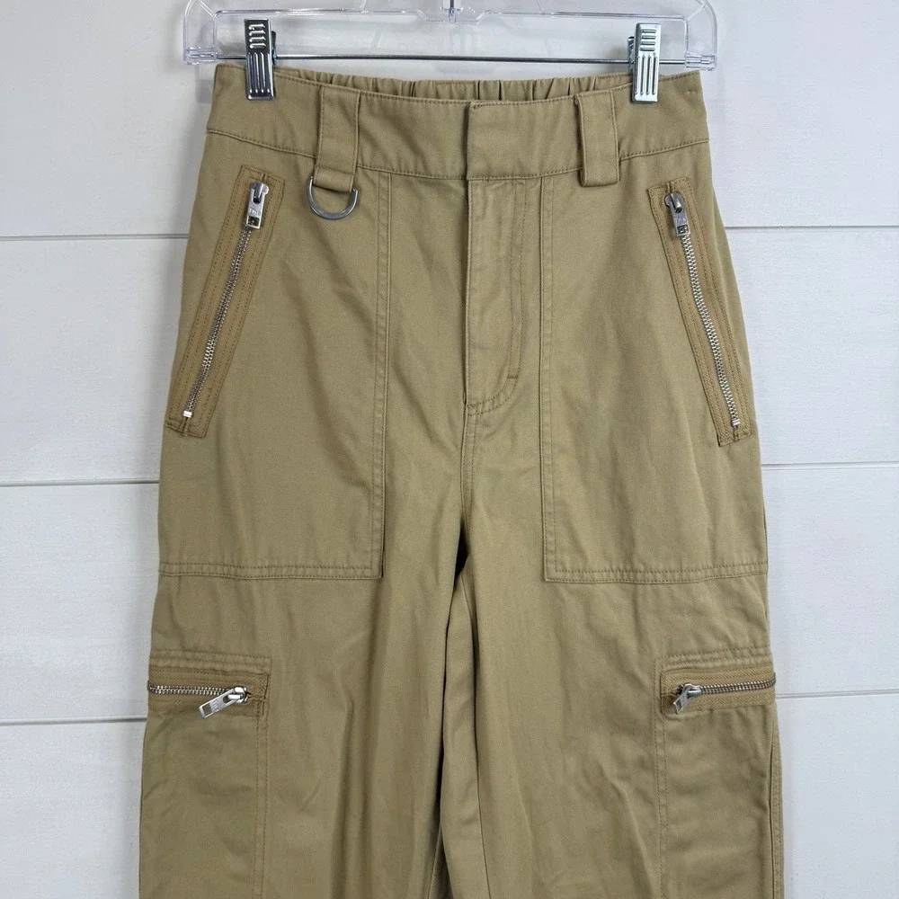 TNA‎ ARITZIA Tan Cargo Jogger Pants Zip Pockets WOMEN Small TWILL UTILITY